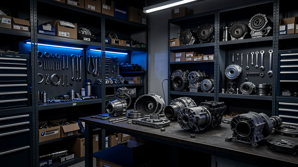 Abstract BMW parts and performance engineering artwork